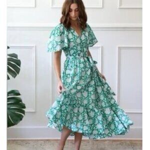 Mille Resort & Travel Helena Floral Wrap Midi Dress in Zinnia